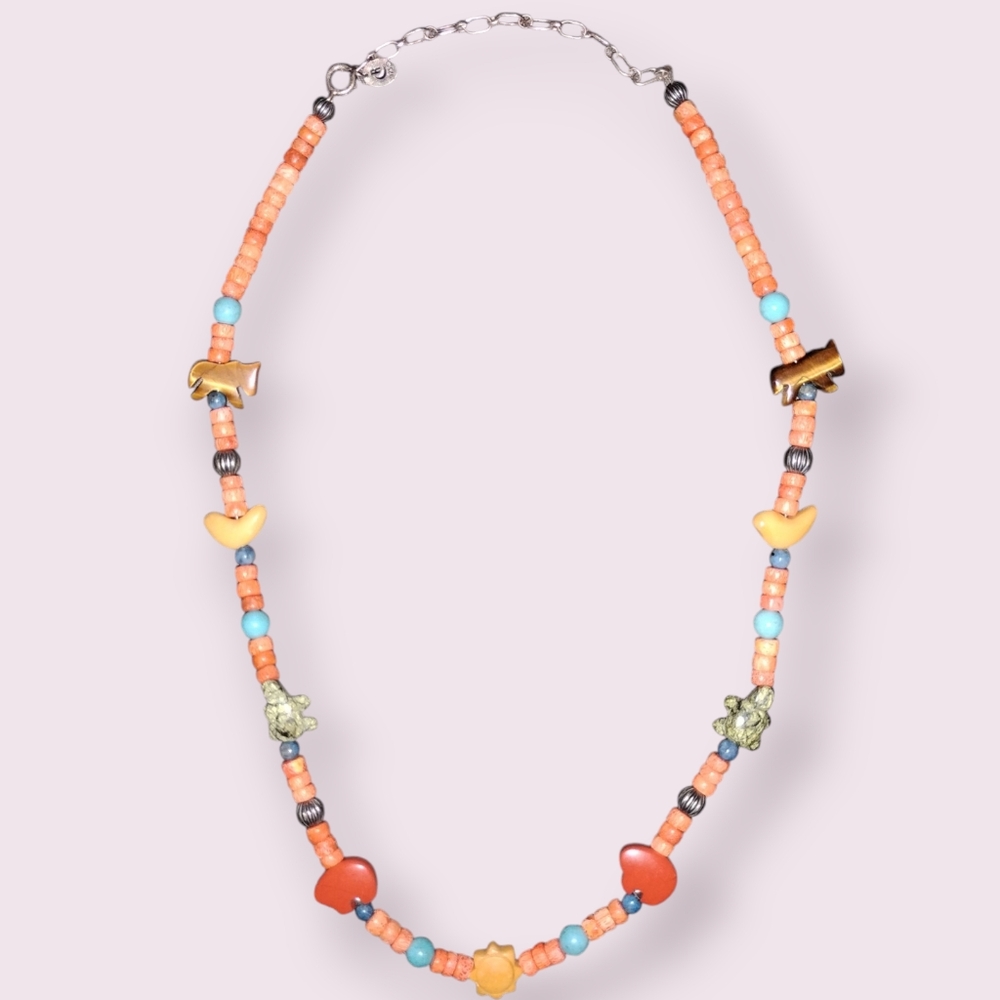(NWOT) Carolyn Pollack® RELIOS® 925 Sterling Gemstone Animal Fetish Necklace - Picture 2 of 5